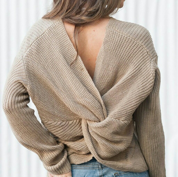 Ooh la luxe alex open back sweater olive green - Picture 1 of 6